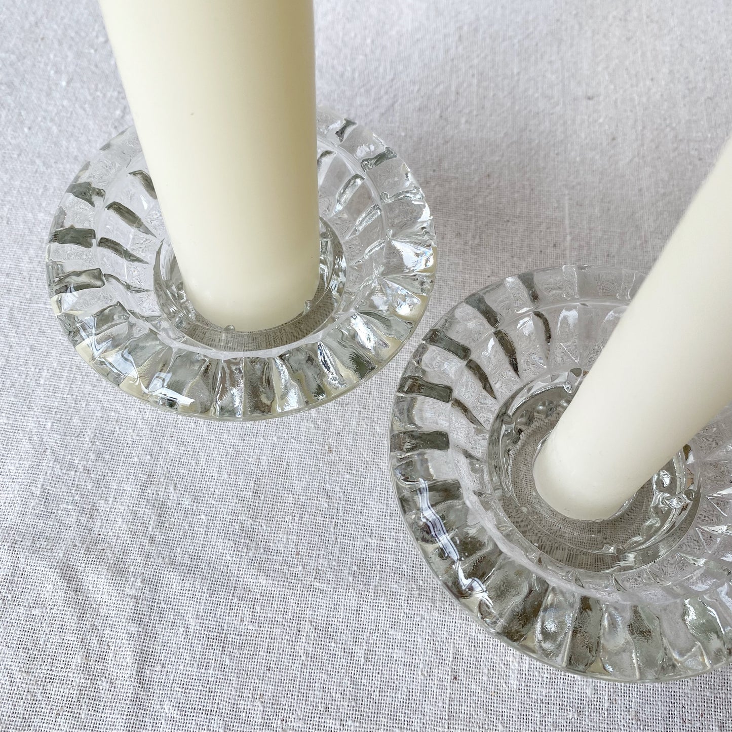 Vintage Crystal Candle Holder Pair