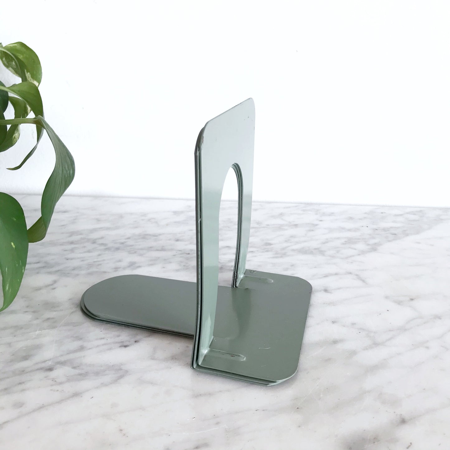 Set of 3 Vintage Metal Bookends, Sage