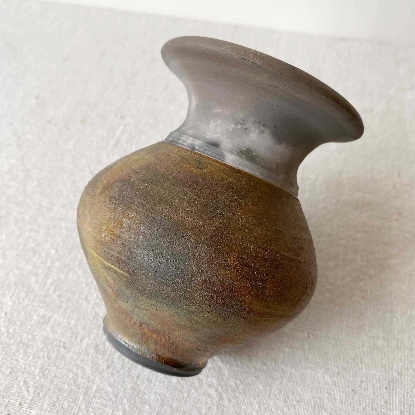 Vintage Iridescent Pottery Vase, 4.5”