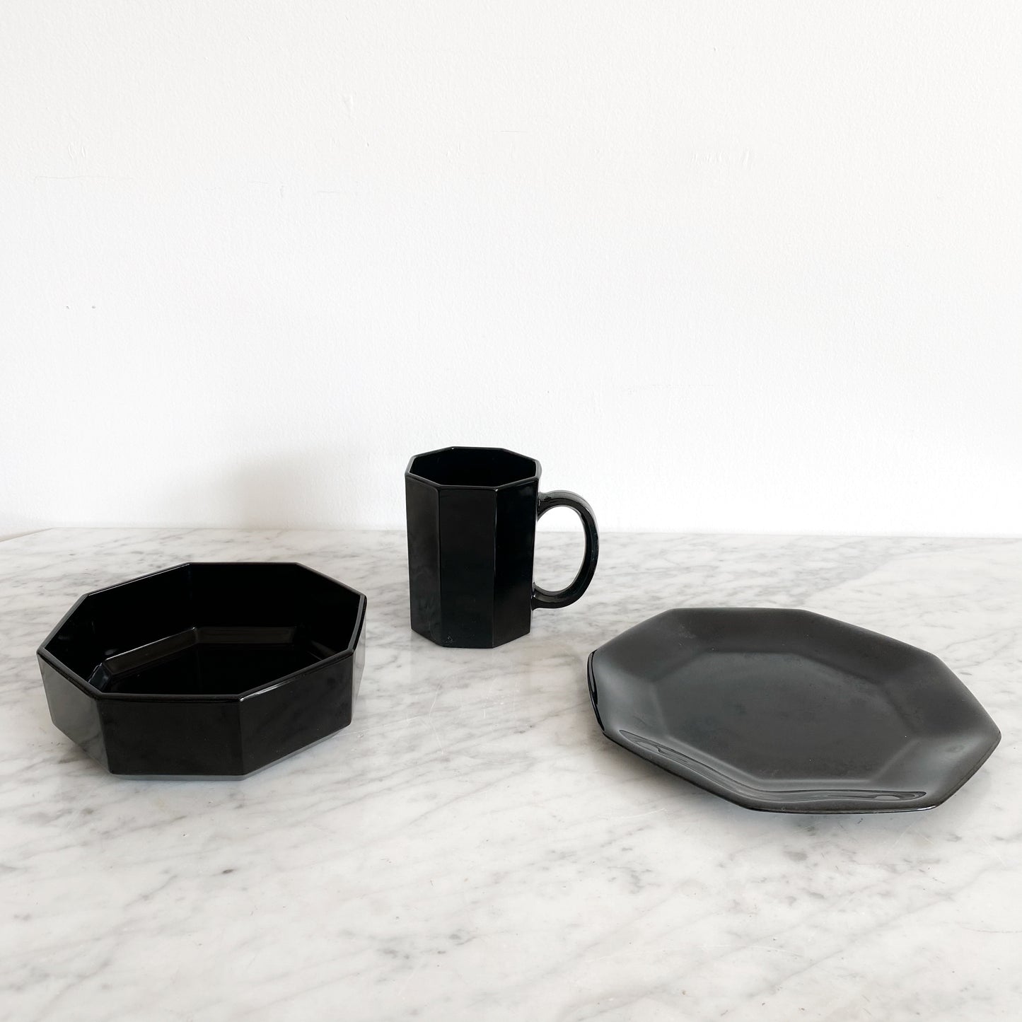 Misc Vintage Black Octagonal Dishes, Per Piece