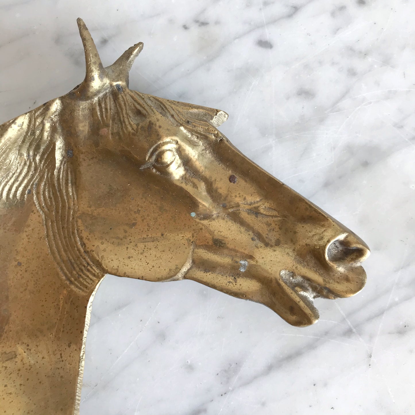 Vintage Brass Horse Tray
