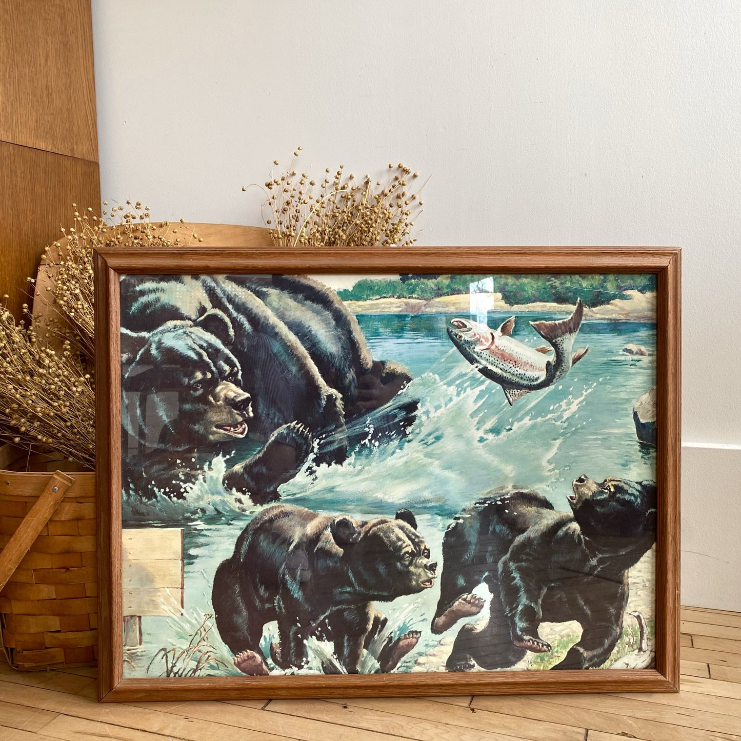 Vintage Mama Bear & Cubs Bear Art Print