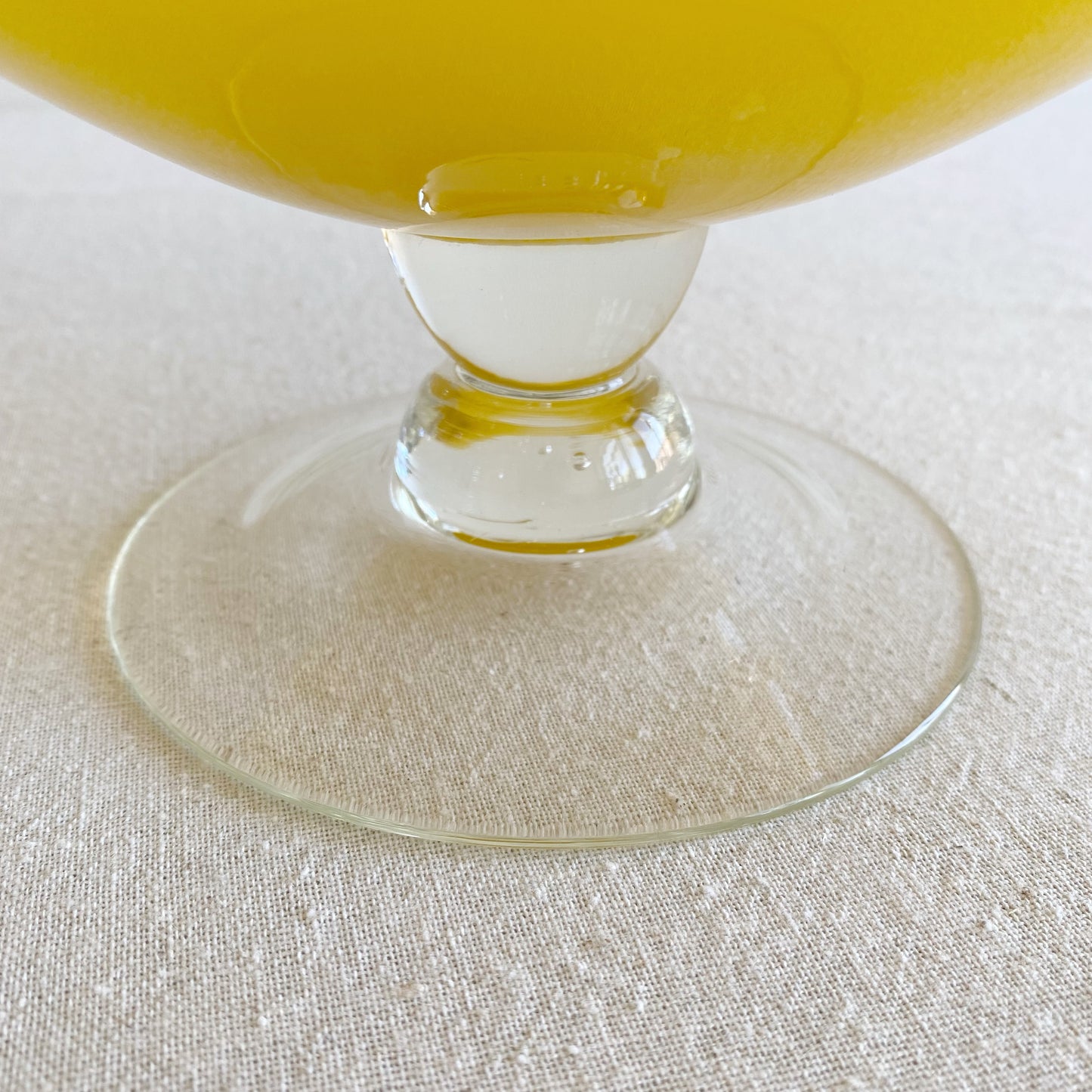 Vintage Yellow Glass Footed Bowl
