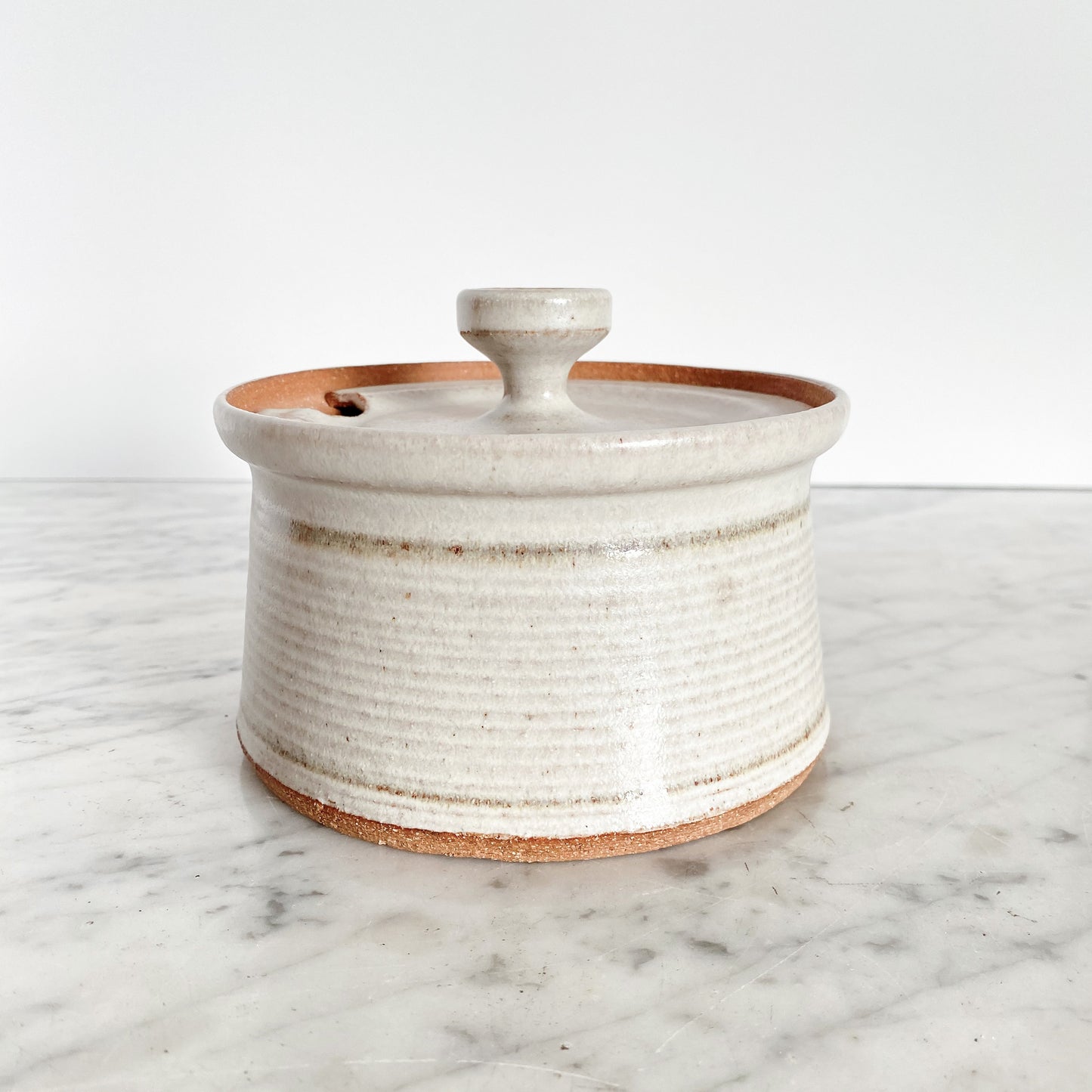 Ceramic Lidded Container w/ Spoon Slot