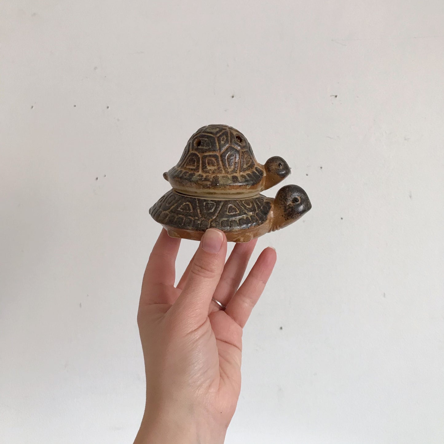 Vintage Ceramic Stacked Turtle Incense Burner