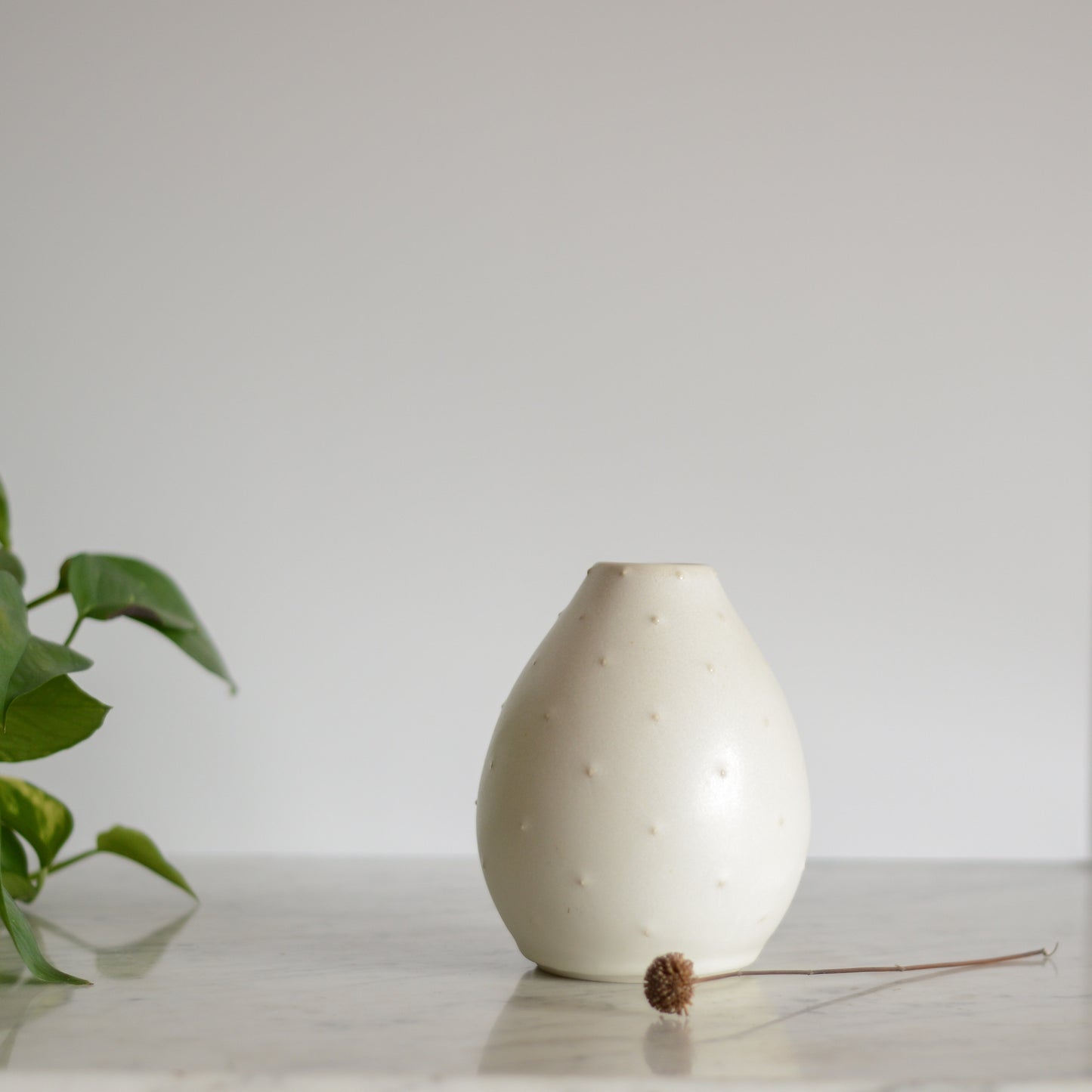 Handcrafted White Nubby Vase