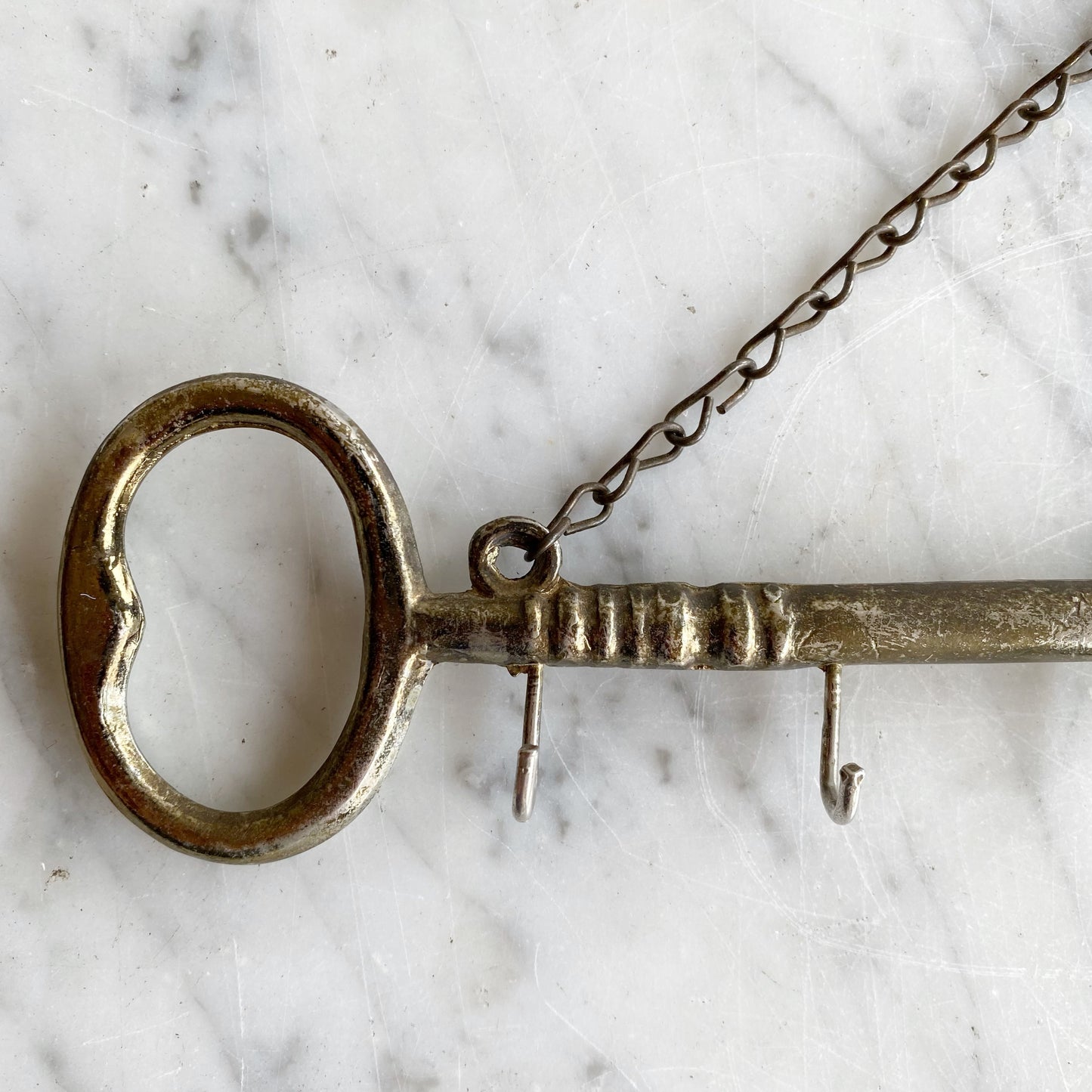 Vintage Brassy Key Shaped Key Holder