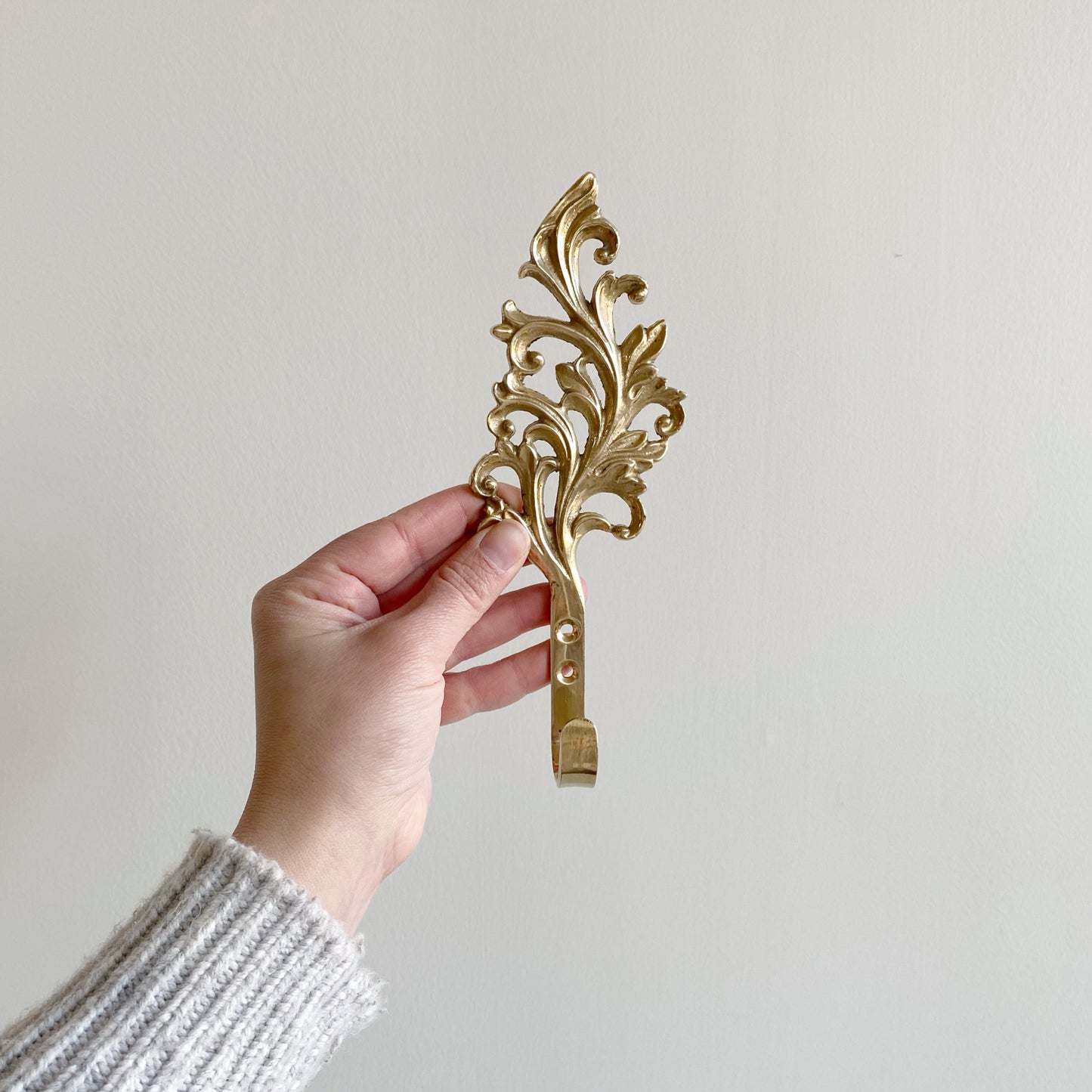 Vintage Leafy Solid Brass Hook