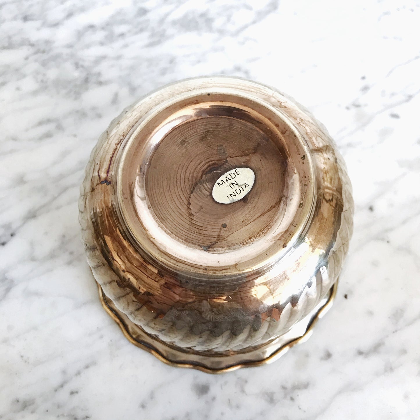 Vintage Brass Planter with Angled Ribbing