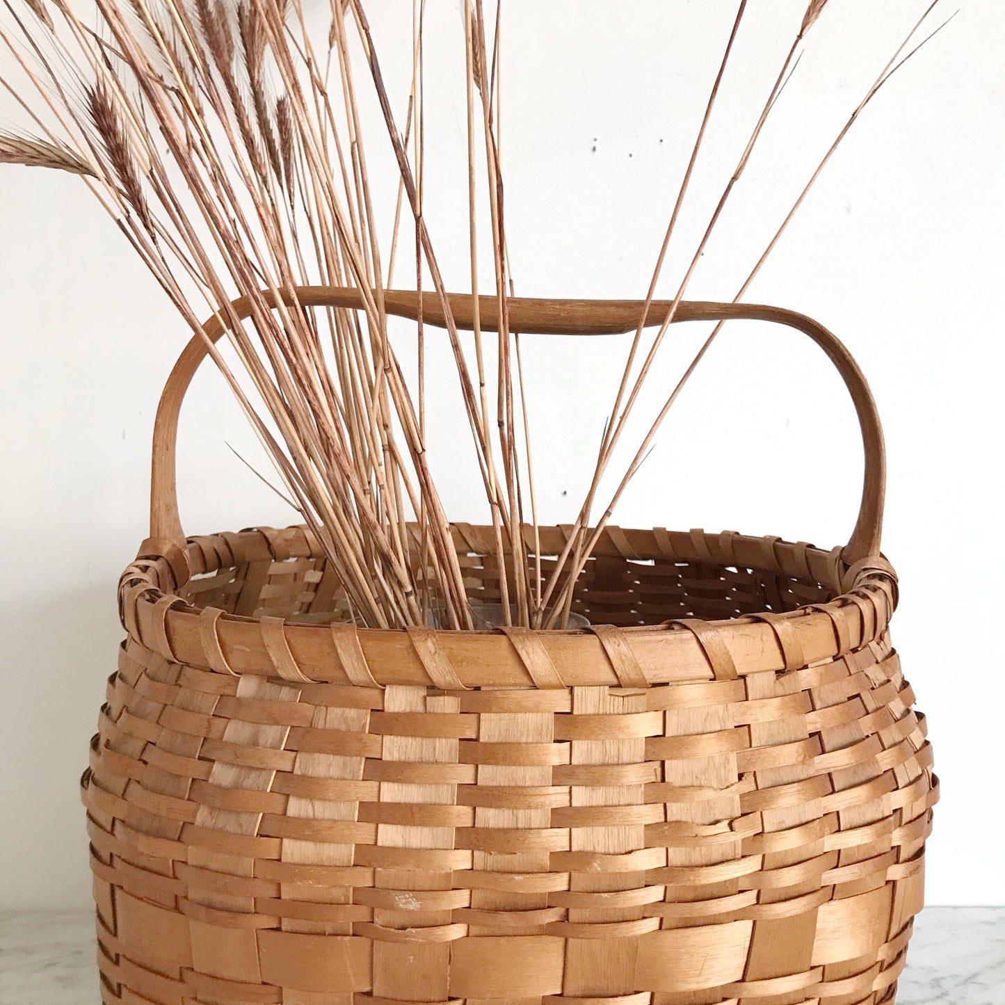 Large Vintage Handmade Woven Basket