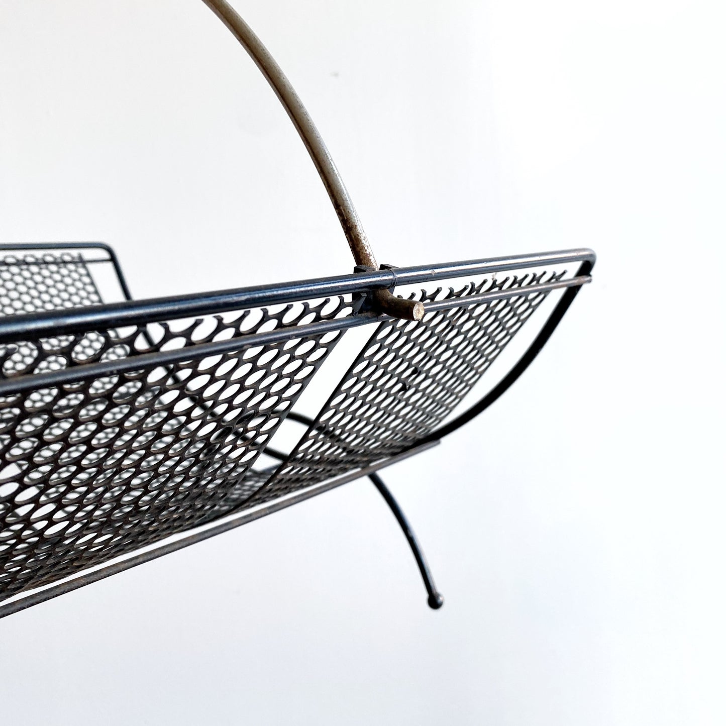 Vintage Atomic Ranch Wire + Mesh Magazine Rack
