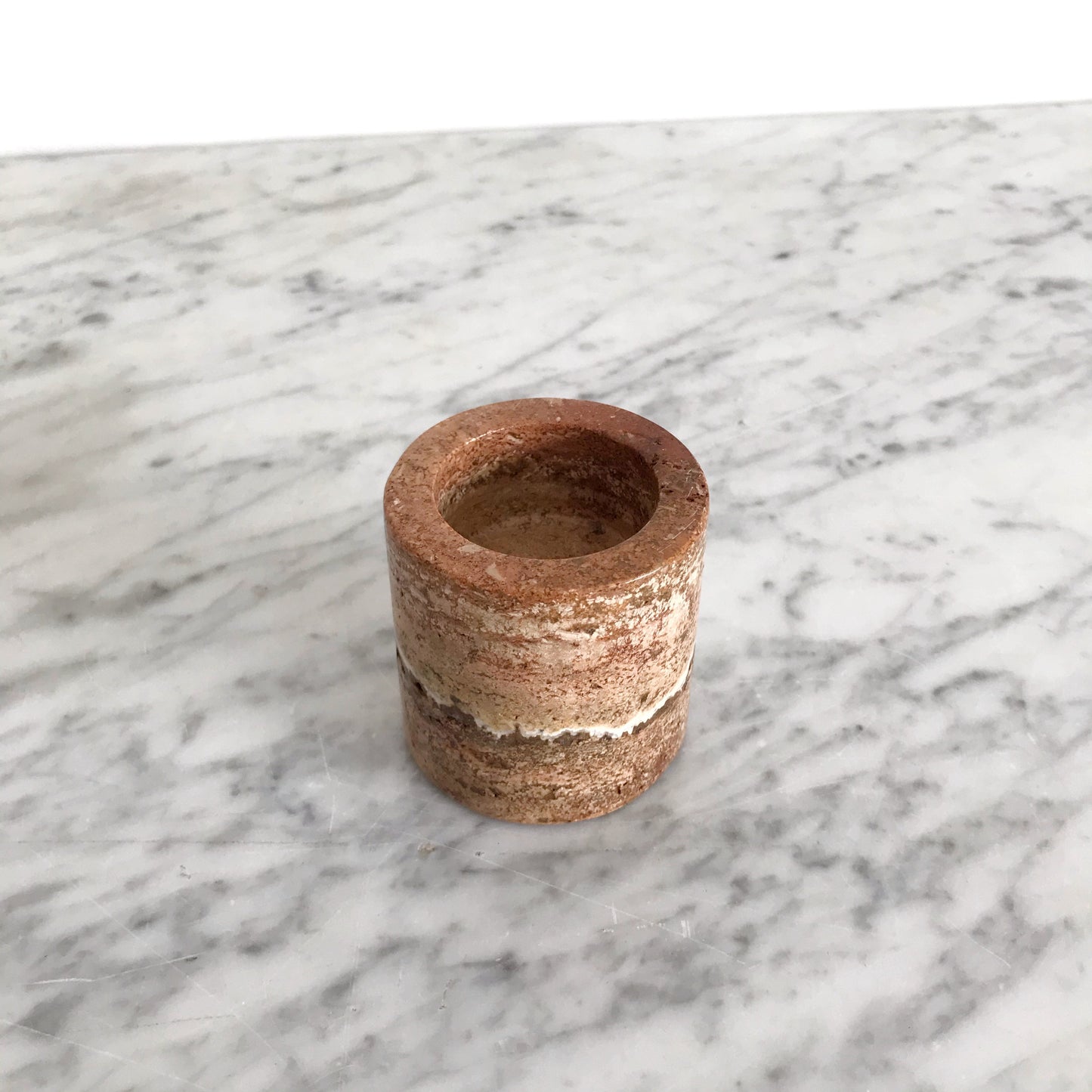 Natural Brown Marble Candle Holder