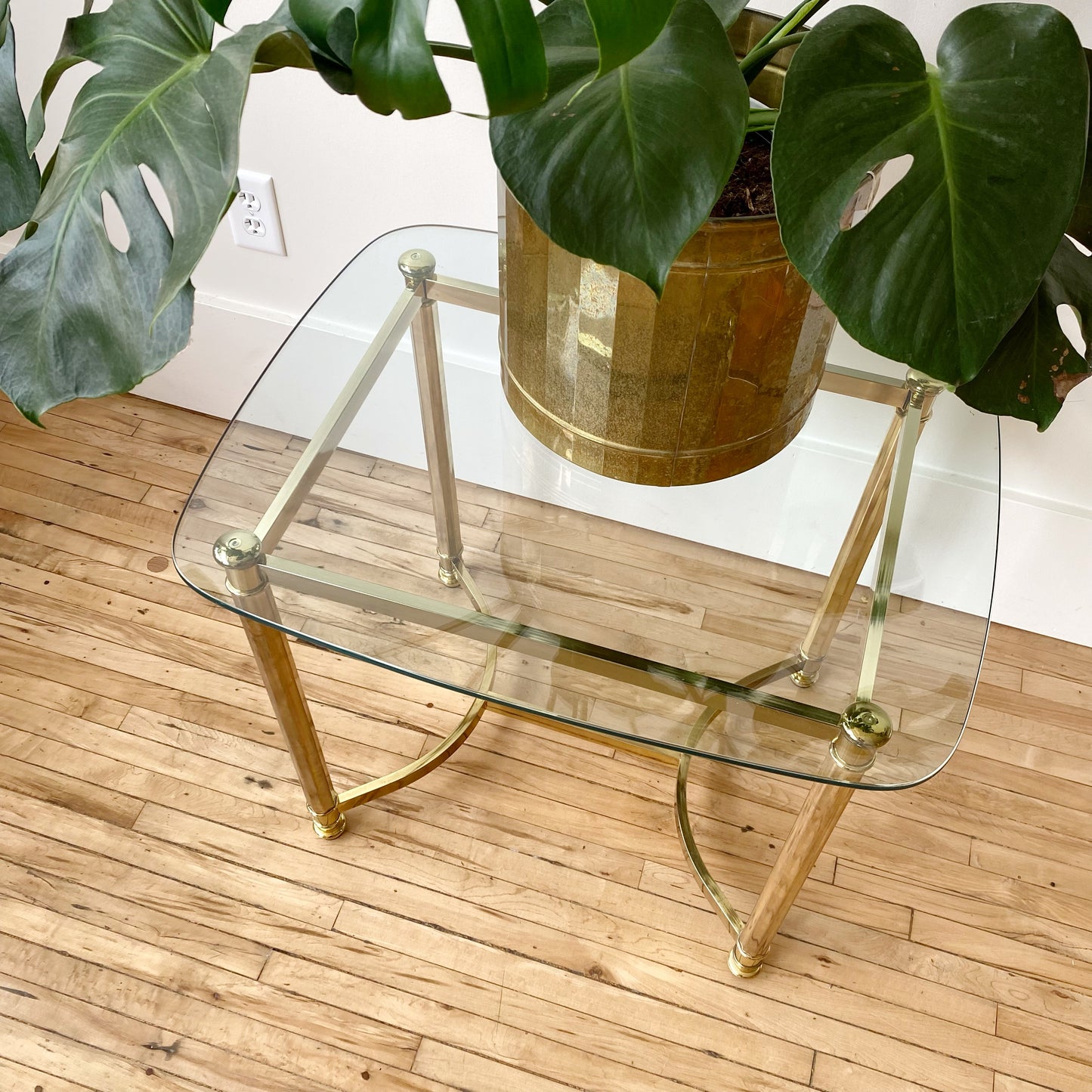 Vintage Brassy Glass Tables