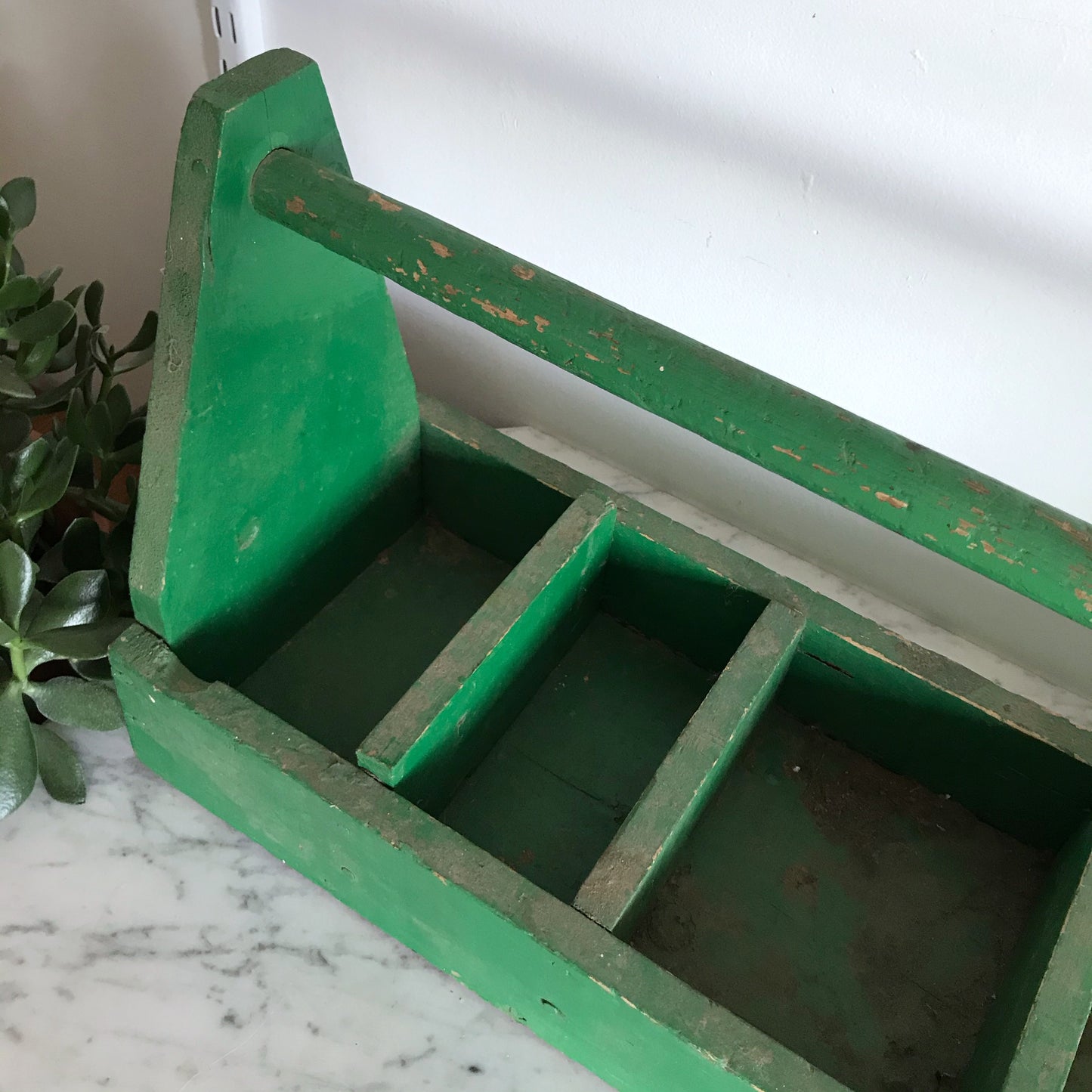 XL Vintage Primitive Wooden Caddy Box, 28.5"