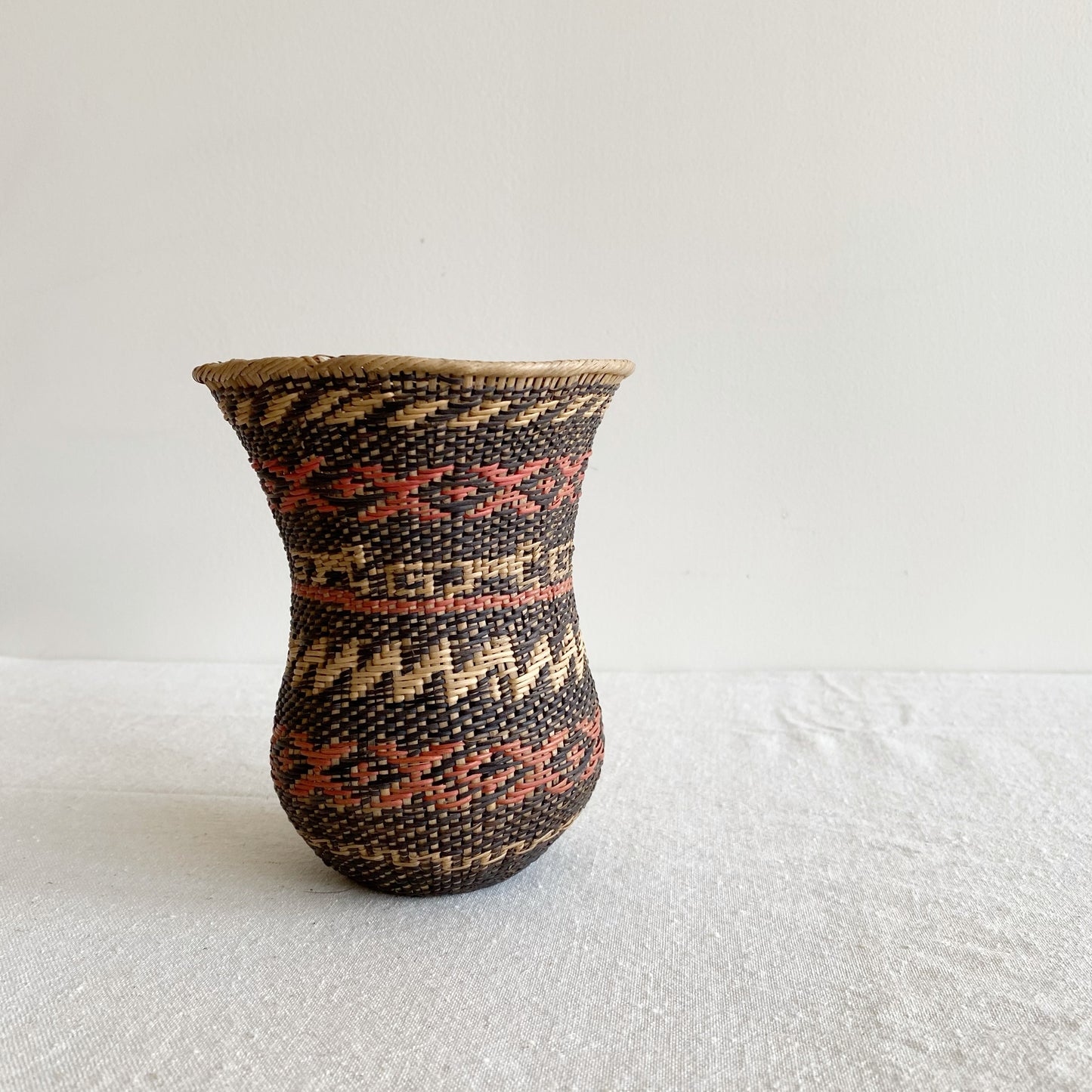 Vintage Woven Rattan Vase, 5.75”