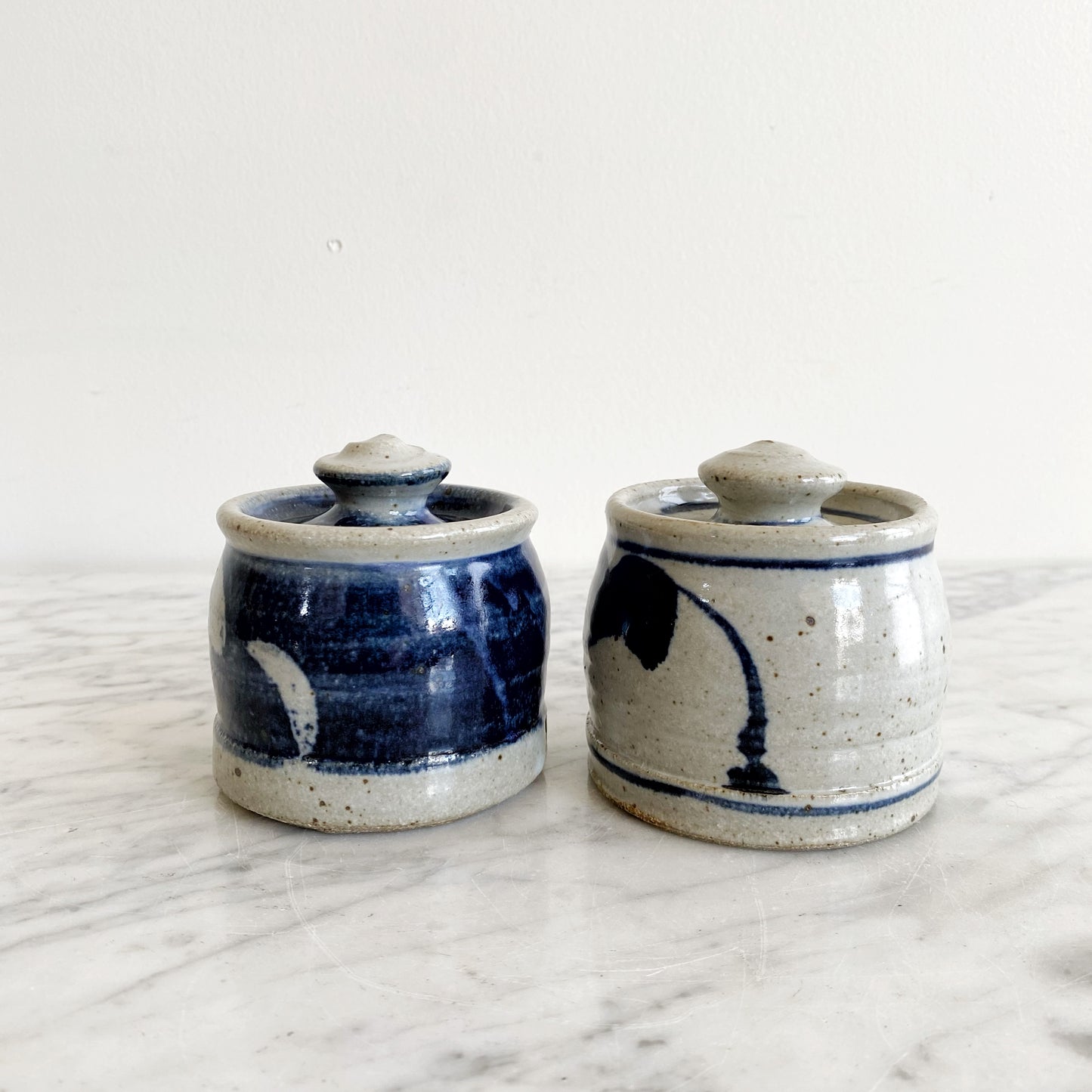 Set of Found Stoneware Salt + Pepper Shakers