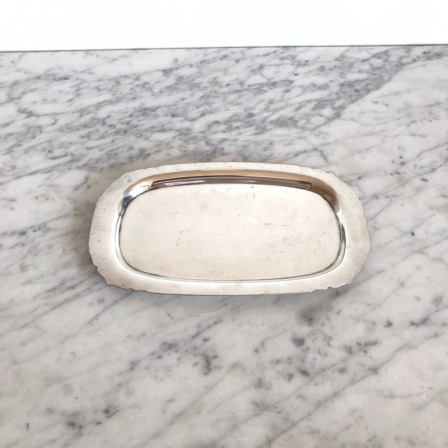 Vintage Silver Tray with Decorative Corners