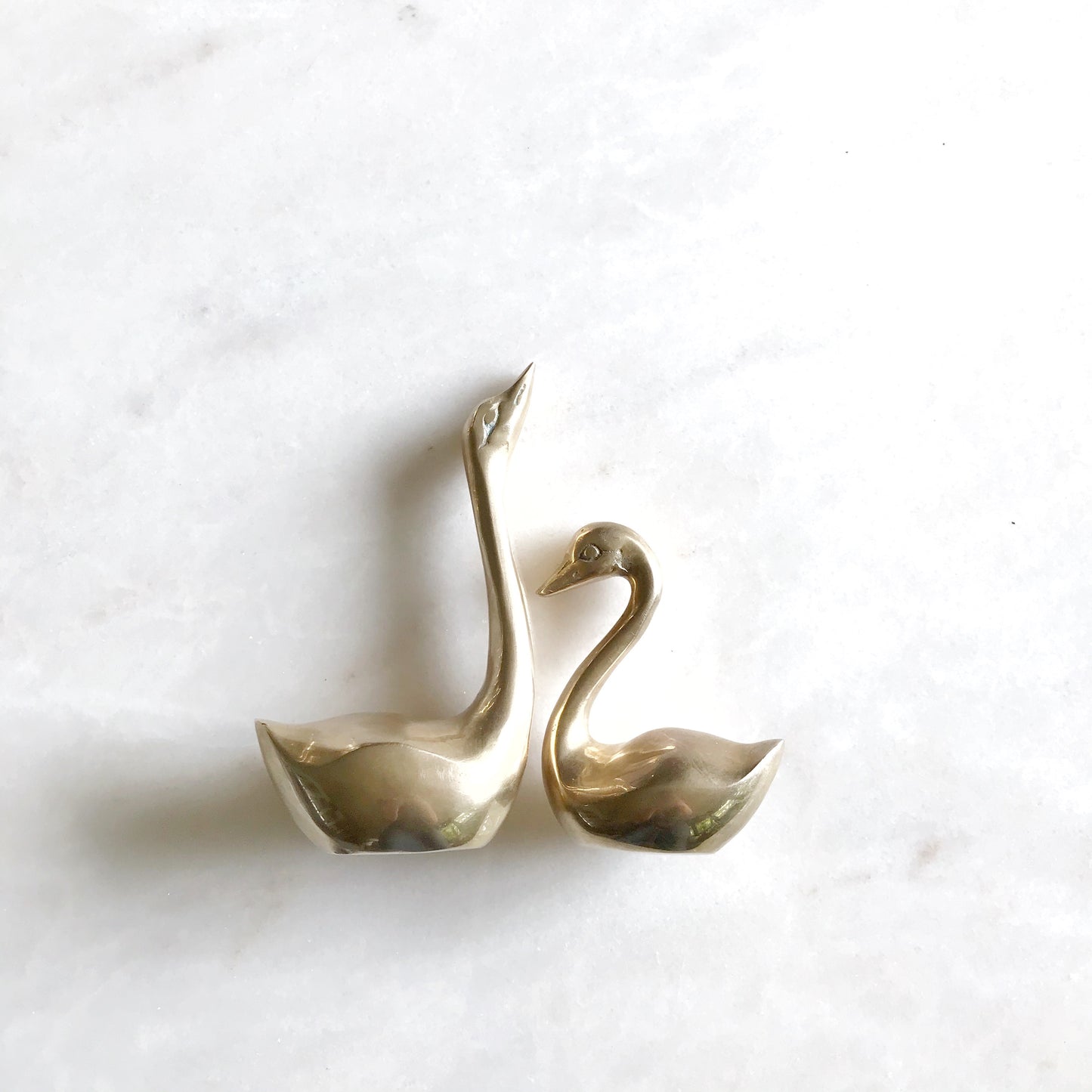 Pair of Minimal Brass Swans