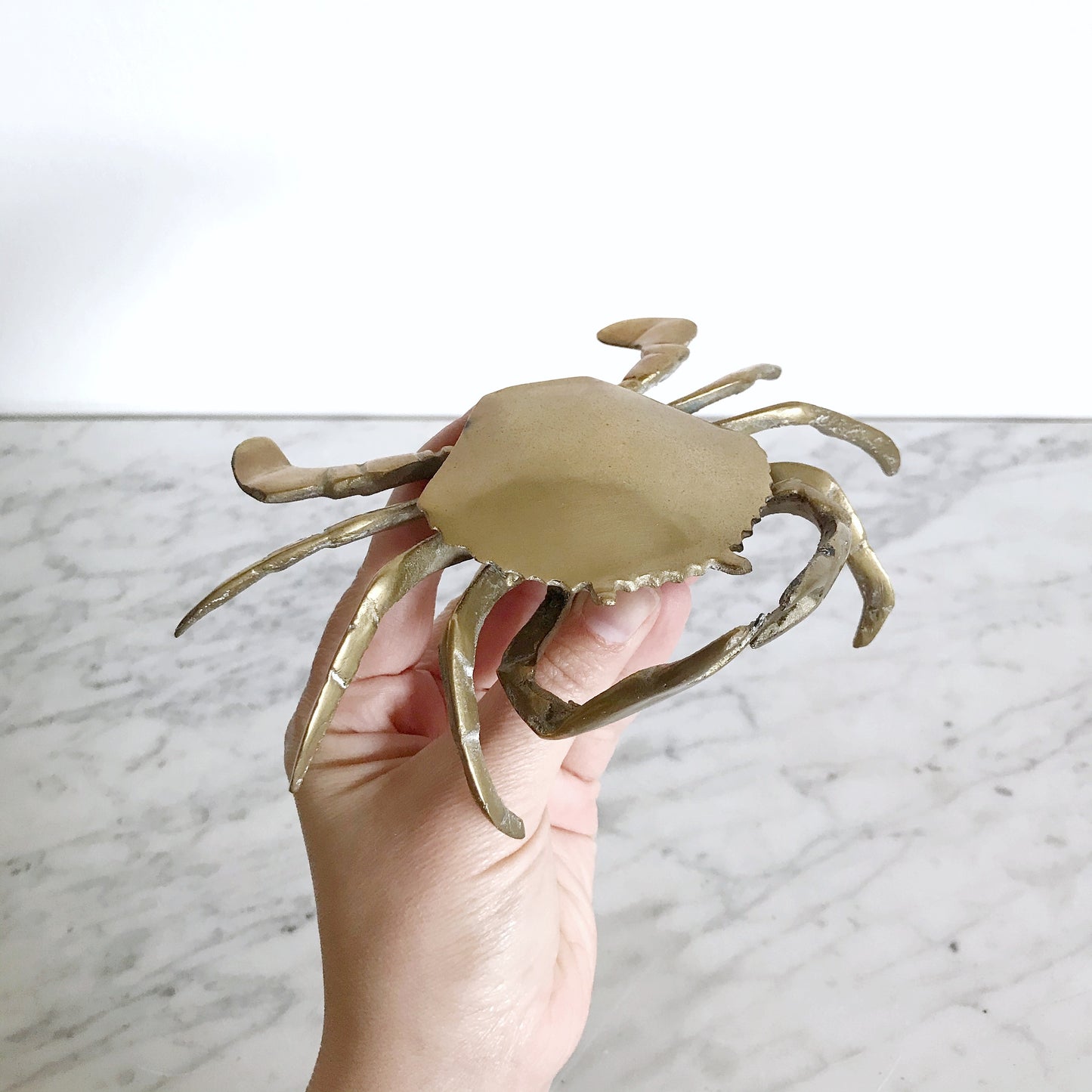 Vintage Brass Crab Trinket Box