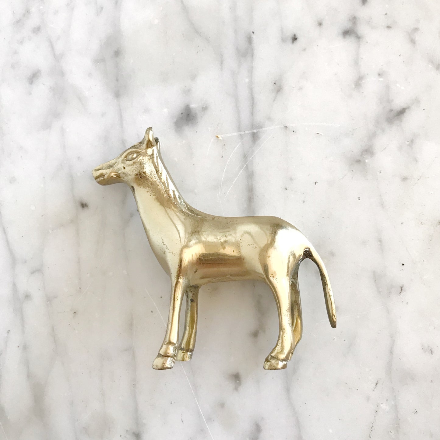 Small Vintage Brass Horse Figure, 3.5”