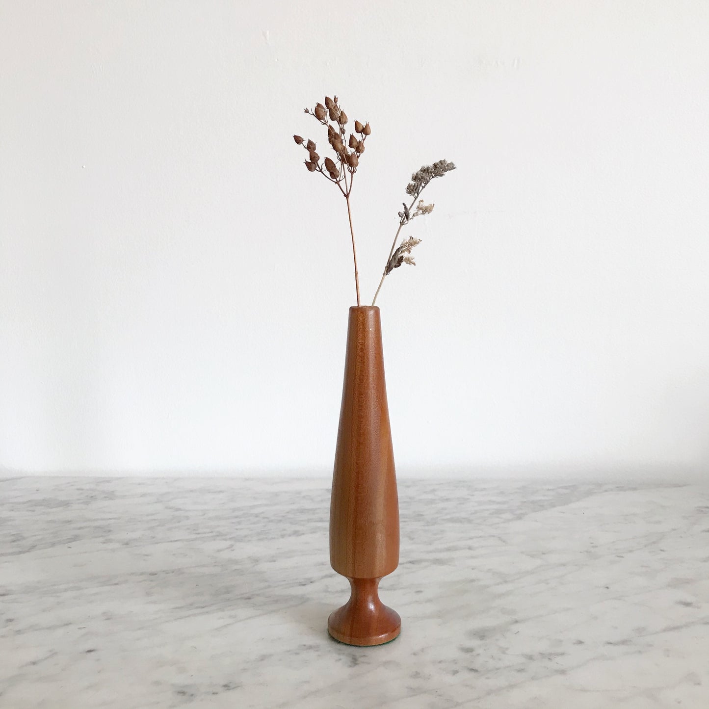 Slender Vintage Turned Wood Bud Vase