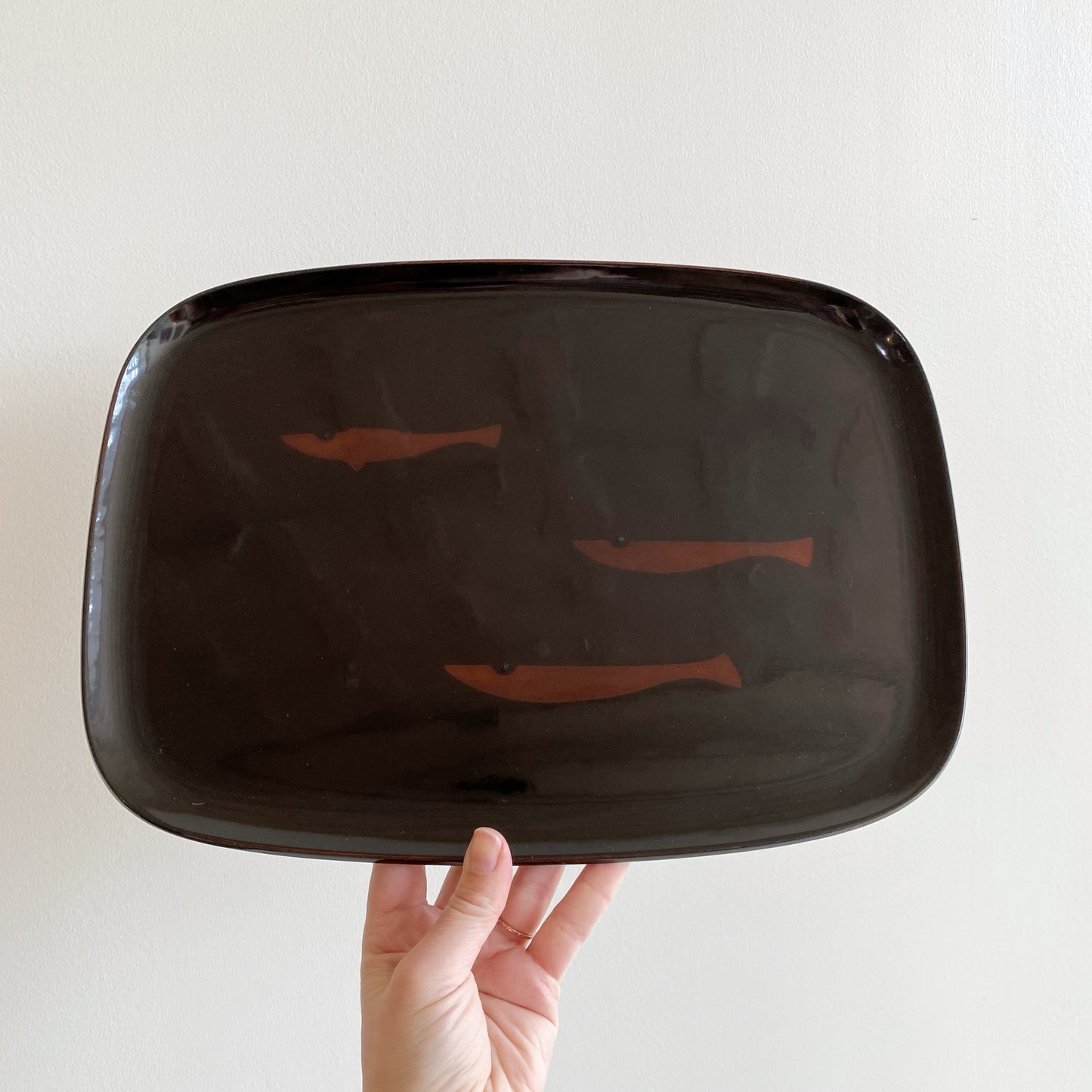 Vintage MCM Lacquered Tray with Fish