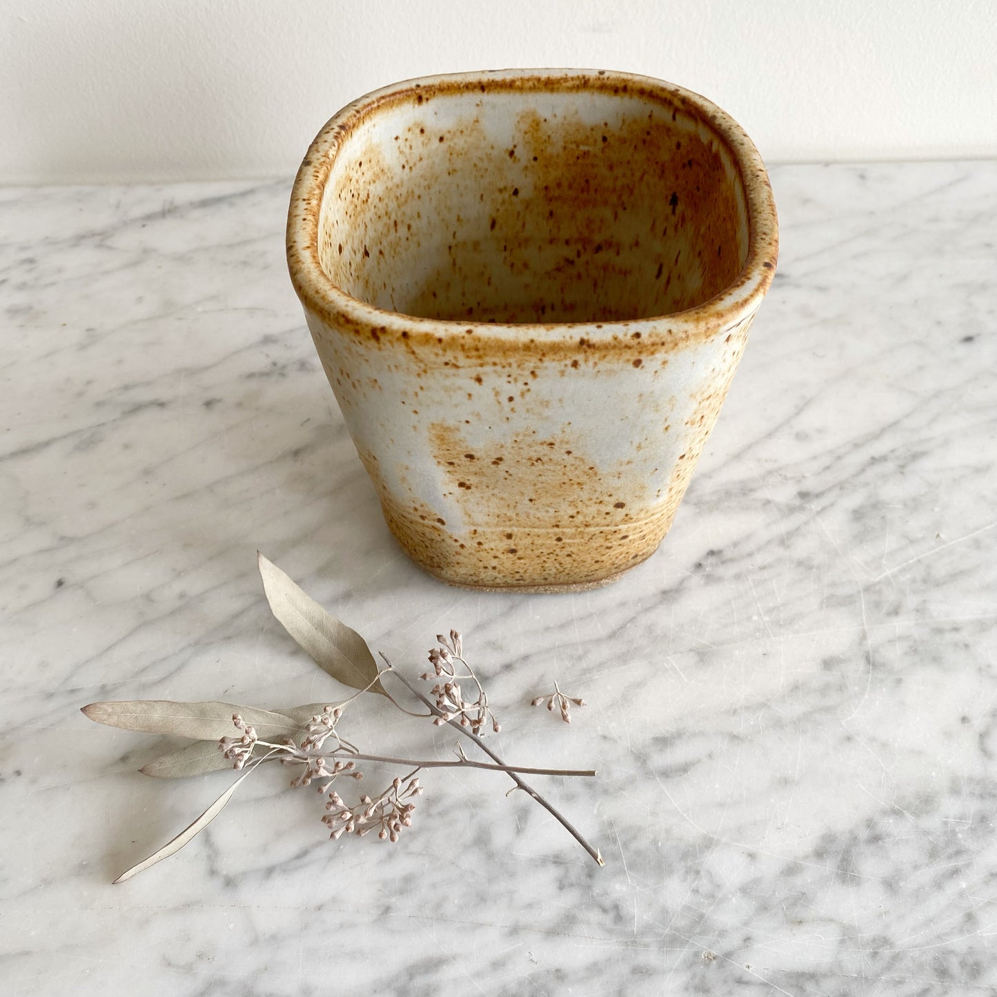 Vintage Speckled Pottery Vessel