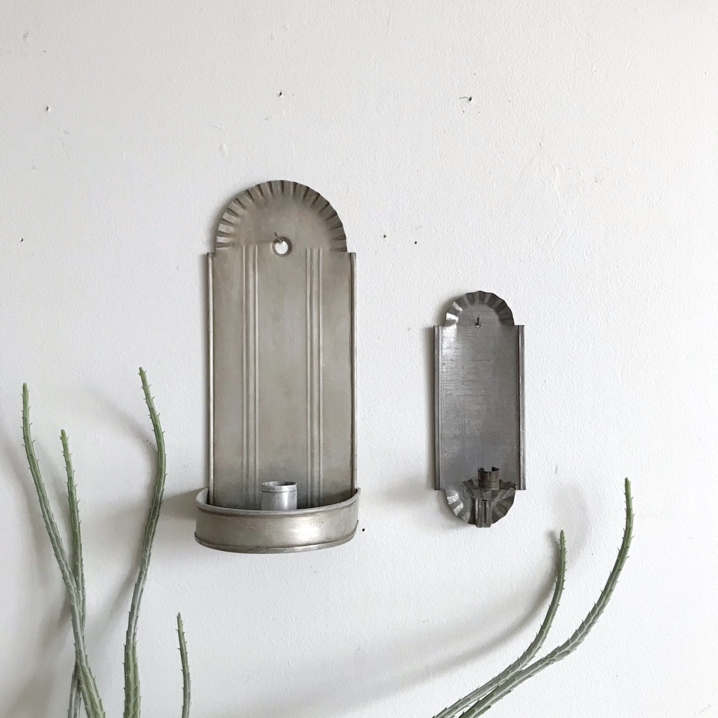 Large Vintage Galvanized Candle Sconce