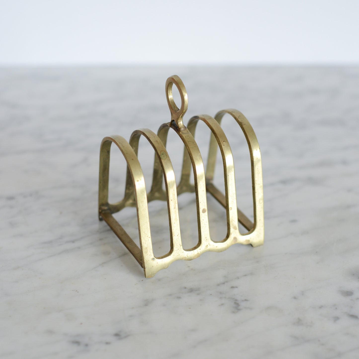 Vintage Brass Letter Holder w Circle Handle