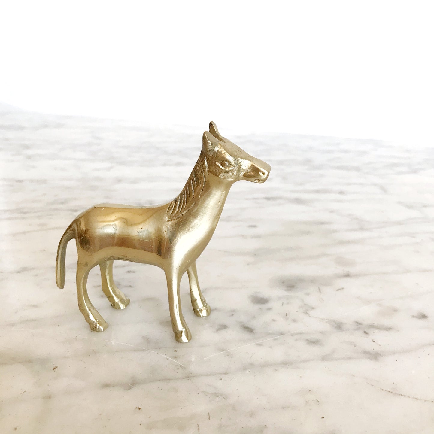 Small Vintage Brass Horse Figure, 3.5”