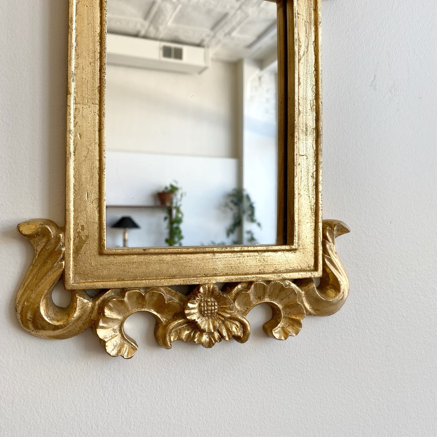 Vintage Baroque / Regency Style Gold Accent Mirror (13.5 x 8.75")