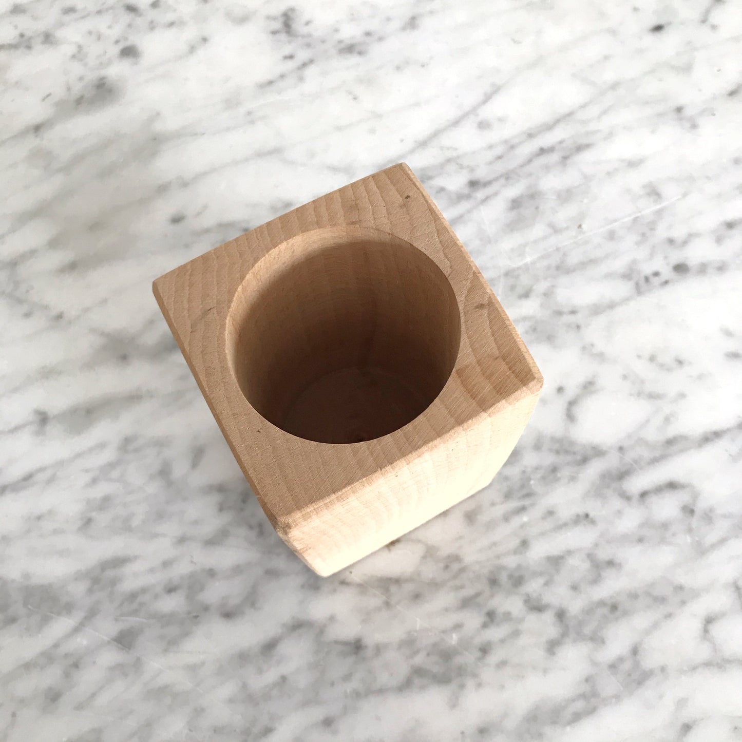 Vintage Danish Wood Block Pencil Cup
