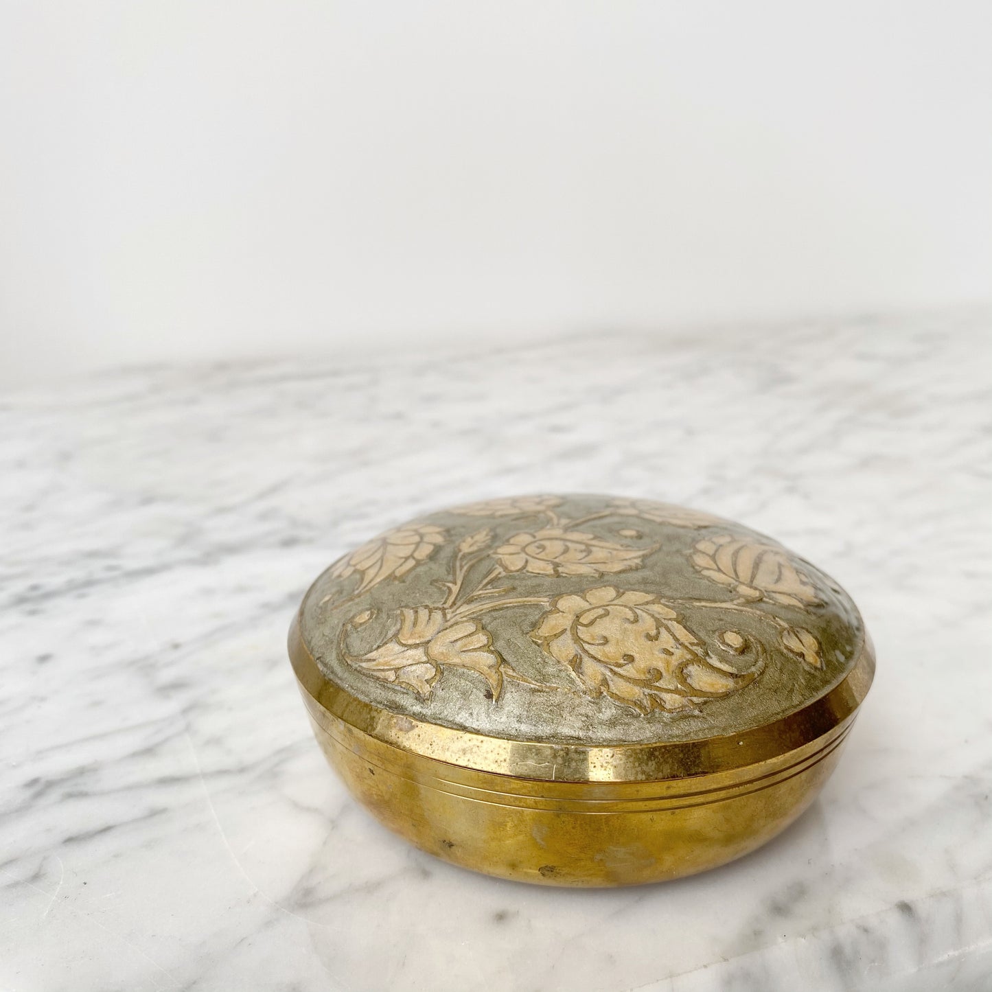 Vintage Enamelled Brass Container