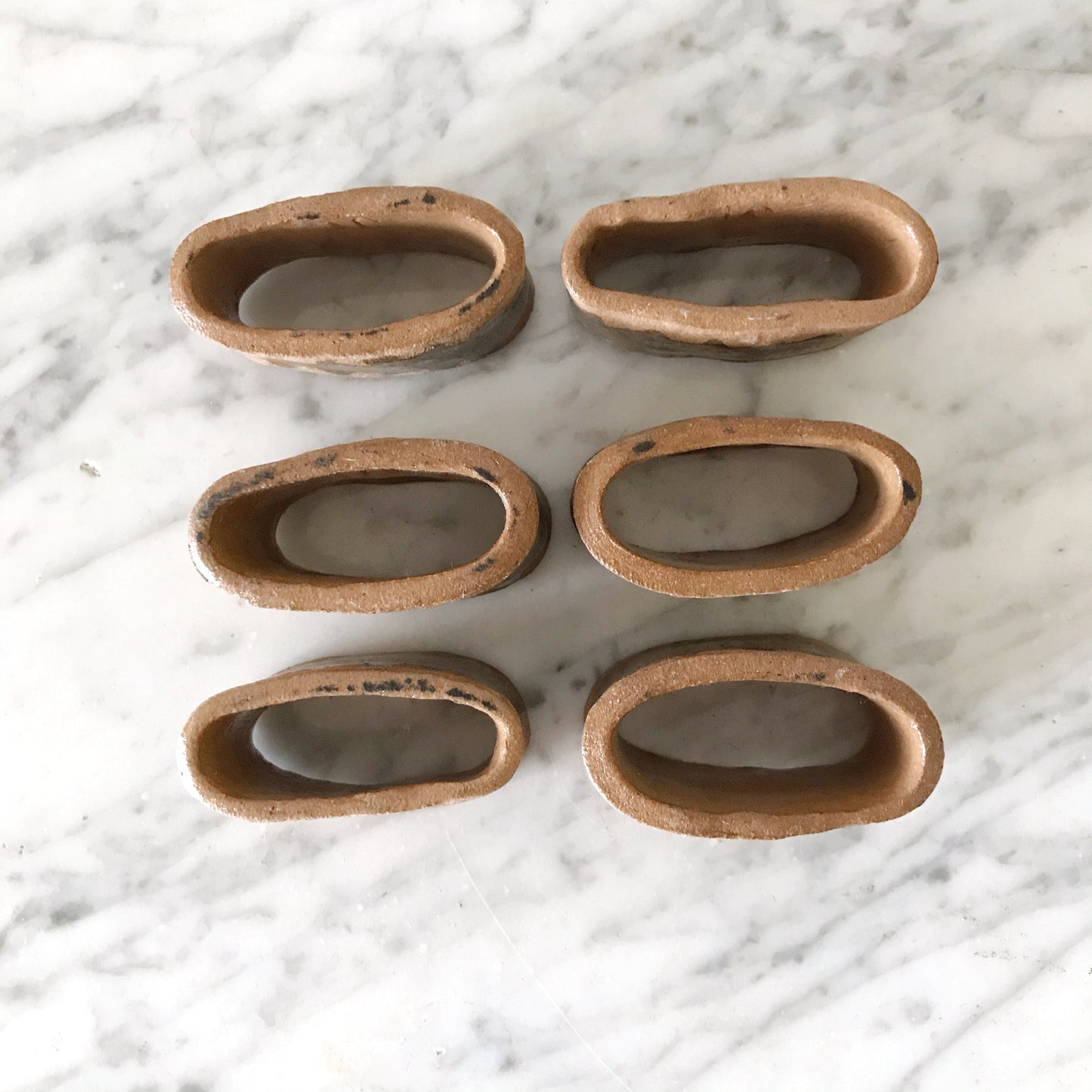 Set of 6 Vintage Handmade Clay Napkin Rings