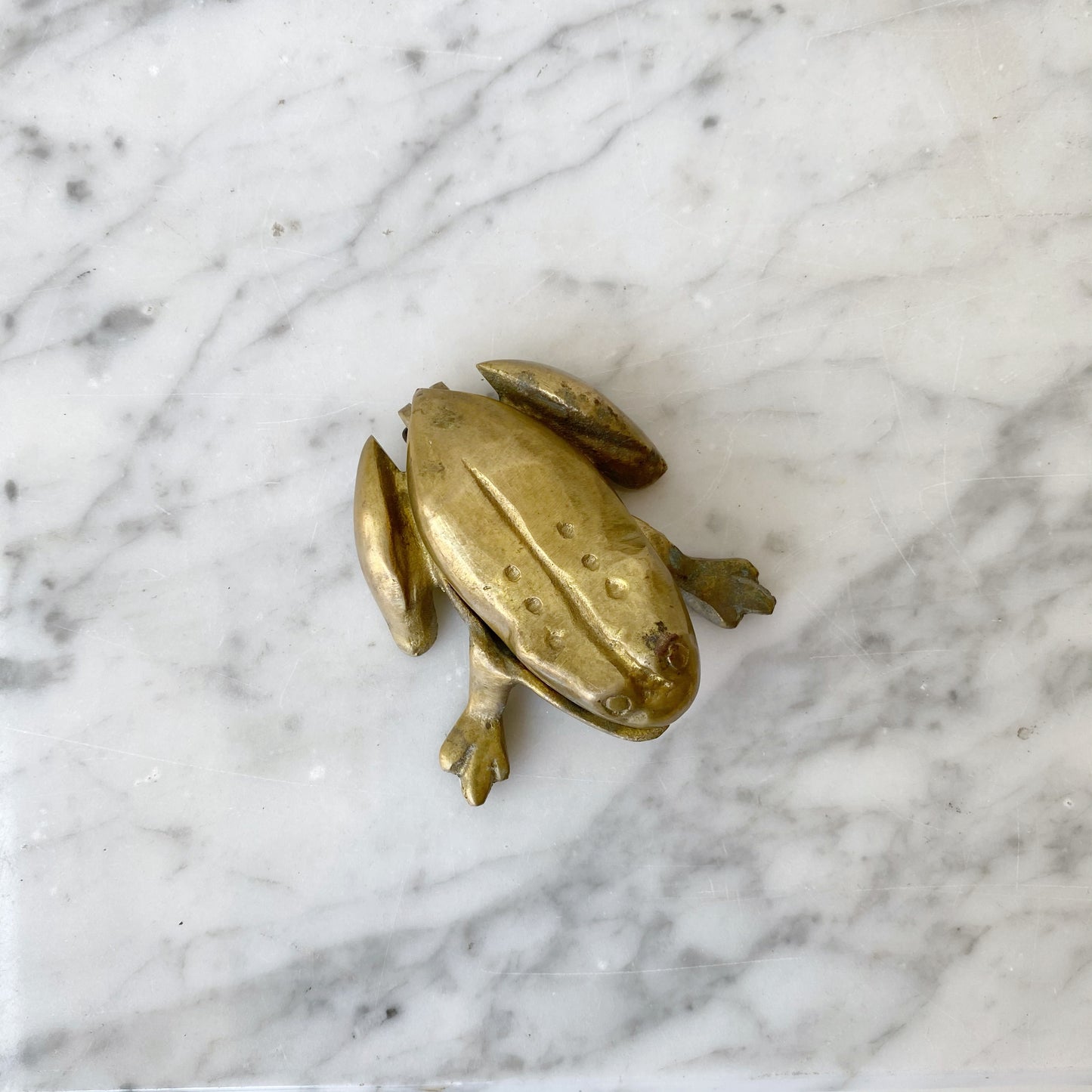 Vintage Brass Frog Trinket Box