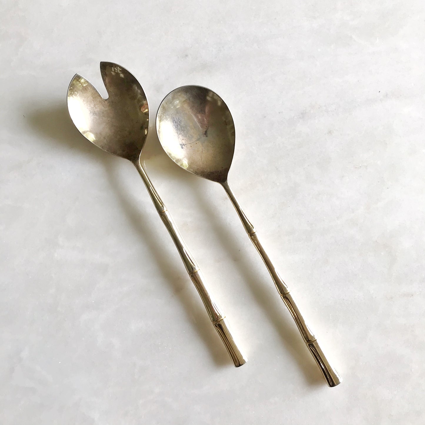 Vintage Gold Bamboo Serving Utensils