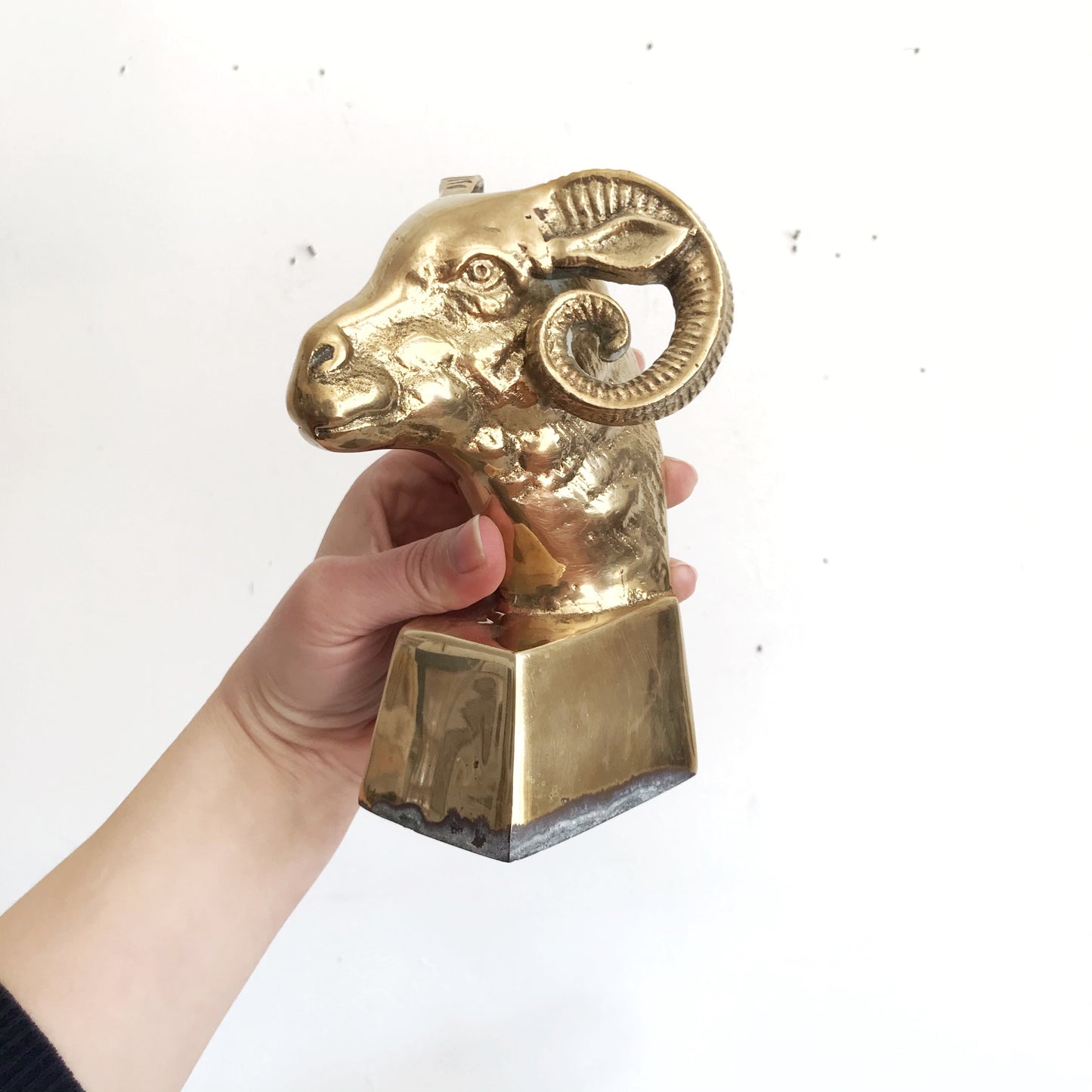 Pair of Vintage Brass Ram Head Bookends