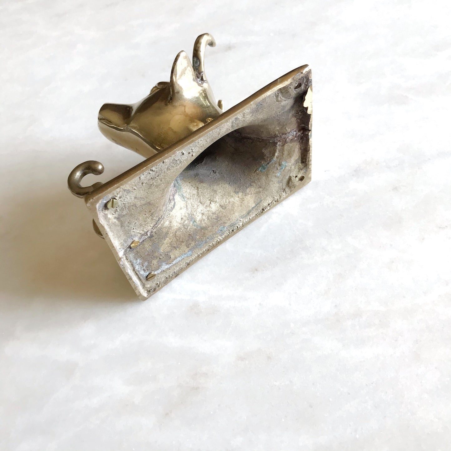Vintage Brass Bull Wall Piece with Hooks