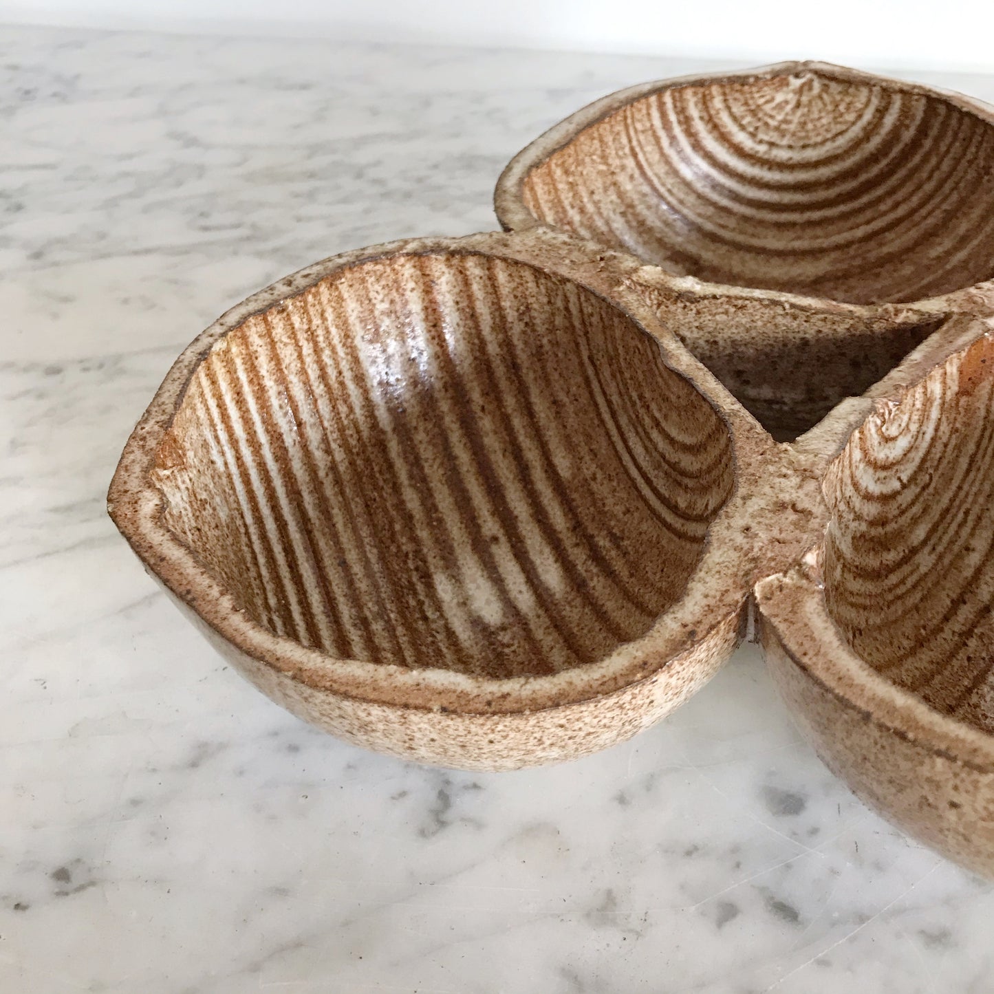 Large Pottery Triple Serving Dish