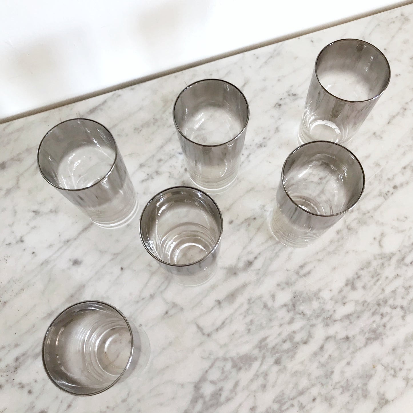 Set of 6 Vintage Silver Ombré Glasses