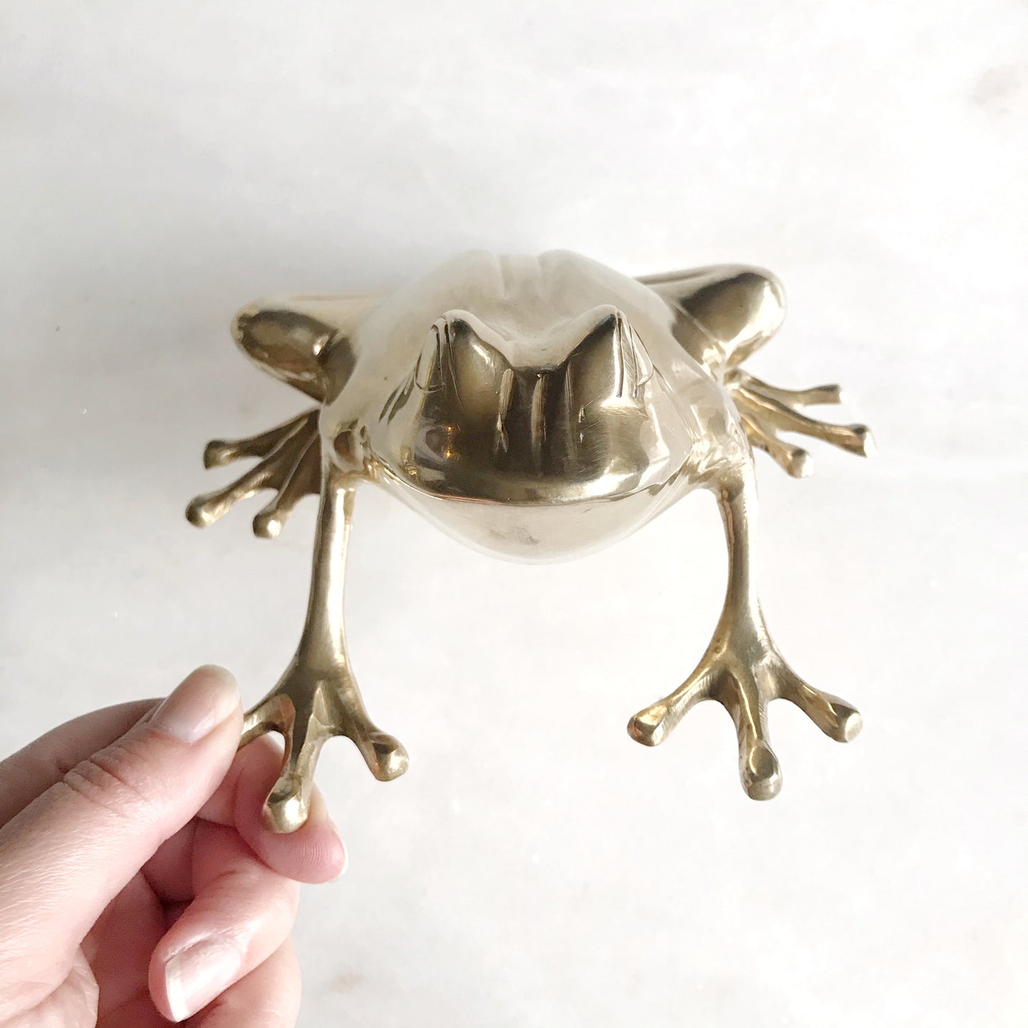 XL Vintage Brass Frog