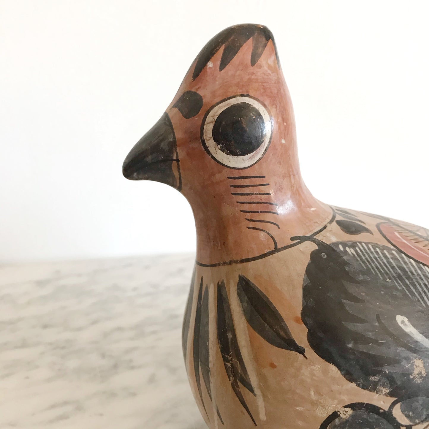 Large Hand-painted Clay Bird
