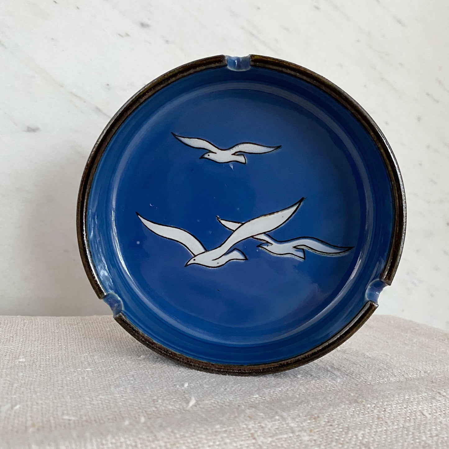 Vintage Ceramic Ashtray with Seagulls