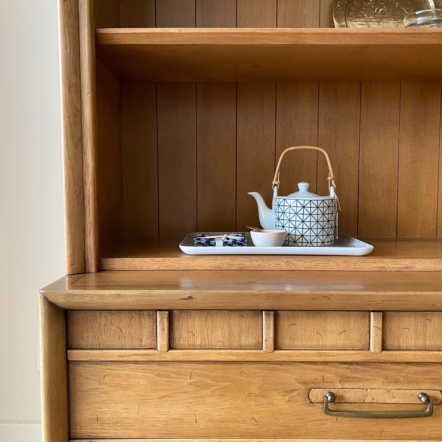 Vintage Mid-Century Two-Piece Hutch, Drexel