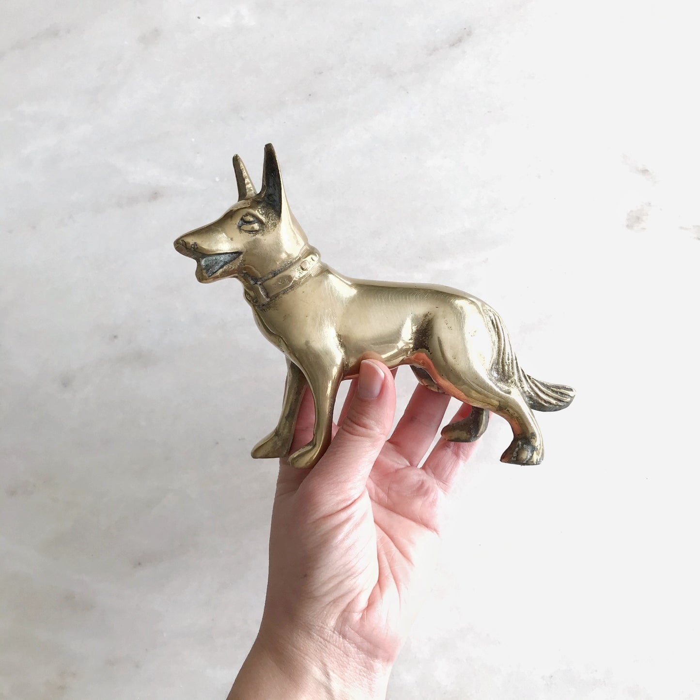 Vintage Brass Dog, German Shepherd