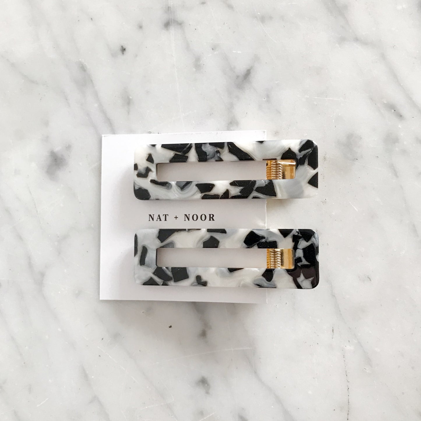 Pair of Hair Clips, Tortoise B+W