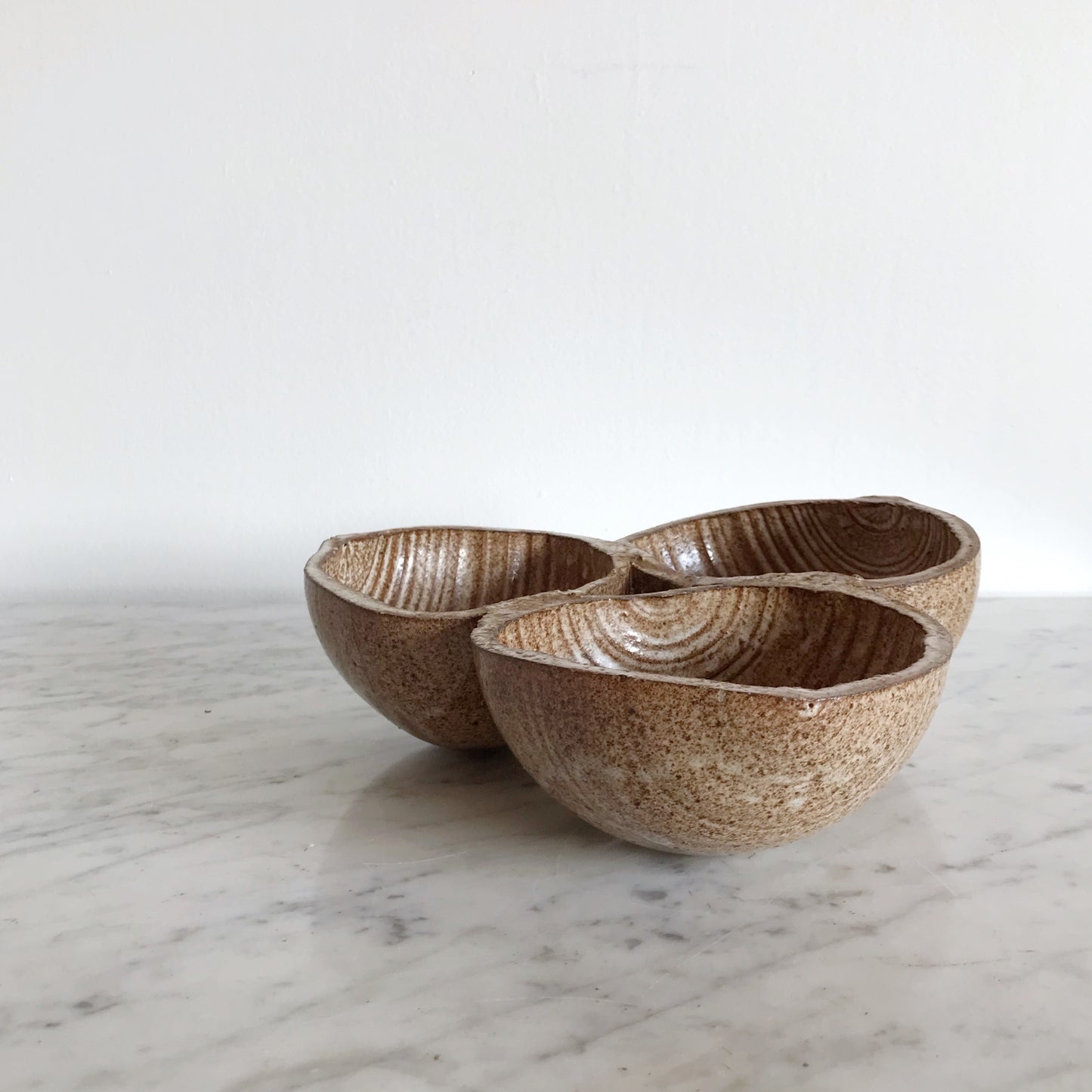 Large Pottery Triple Serving Dish