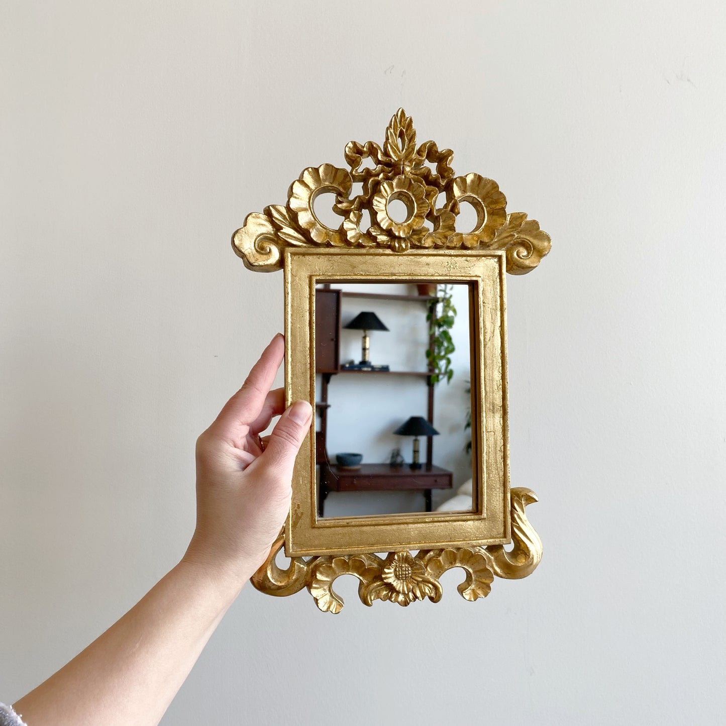 Vintage Baroque / Regency Style Gold Accent Mirror (13.5 x 8.75")